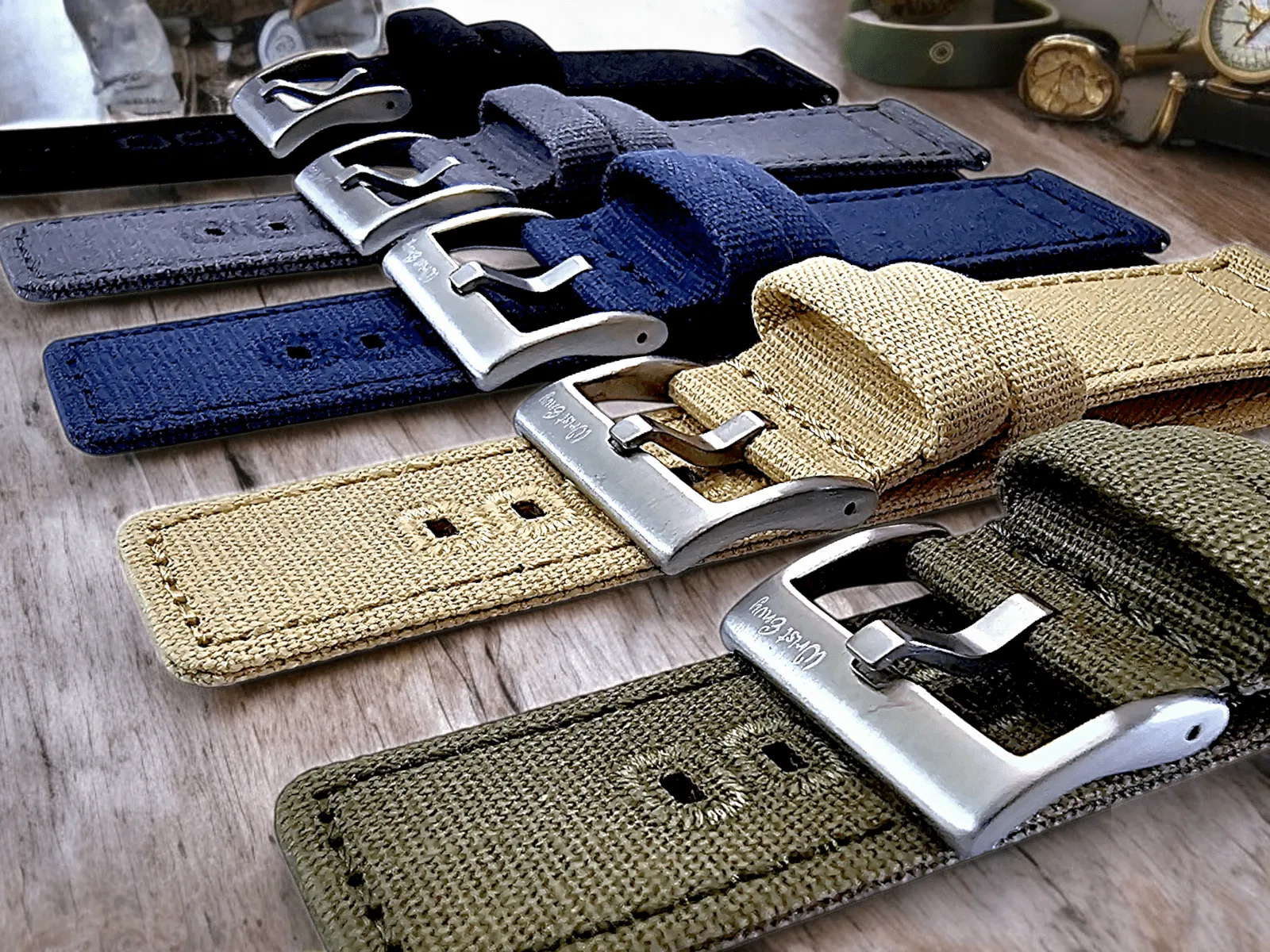 Premium Canvas Sailcloth Watch Strap Quick Release 20mm 22mm Slate Grey