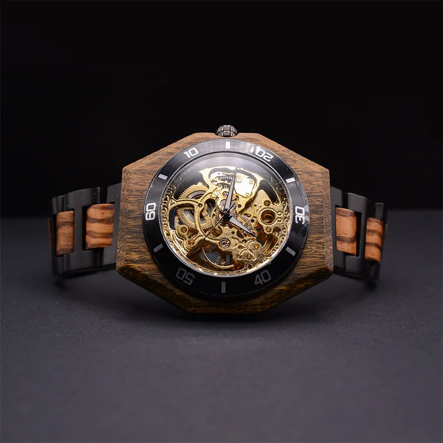 Premium Eco-Friendly Natural Durable Handcrafted Manual Mechanical Wood Watch For Men