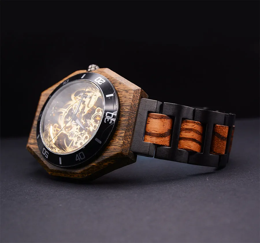 Premium Eco-Friendly Natural Durable Handcrafted Manual Mechanical Wood Watch For Men