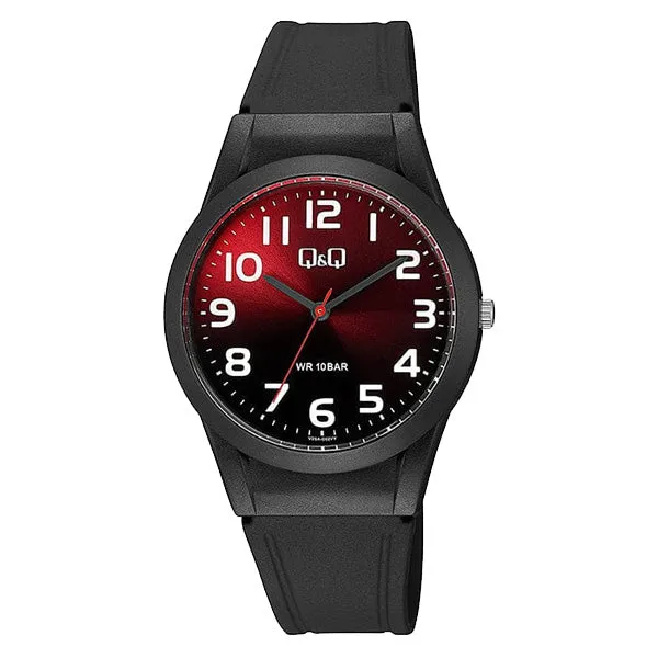 Q&Q Black Resin Strap Red Dial Quartz Watch for Ladies - V25A-002VY