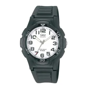 Q&Q Black Resin Strap White Dial Quartz Watch for Gents - VP84J001Y