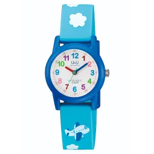 Q&Q Blue Silicone Strap White Dial Quartz Watch for Kids - VR99J005Y