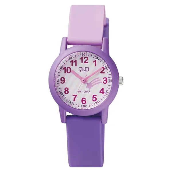 Q&Q Multi-Color Silicone Strap Cream Dial Quartz Watch for Kids - VS49J004Y