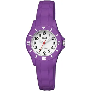 Q&Q Purple Silicone Strap White Dial Quartz Watch for Ladies - V26A004VY