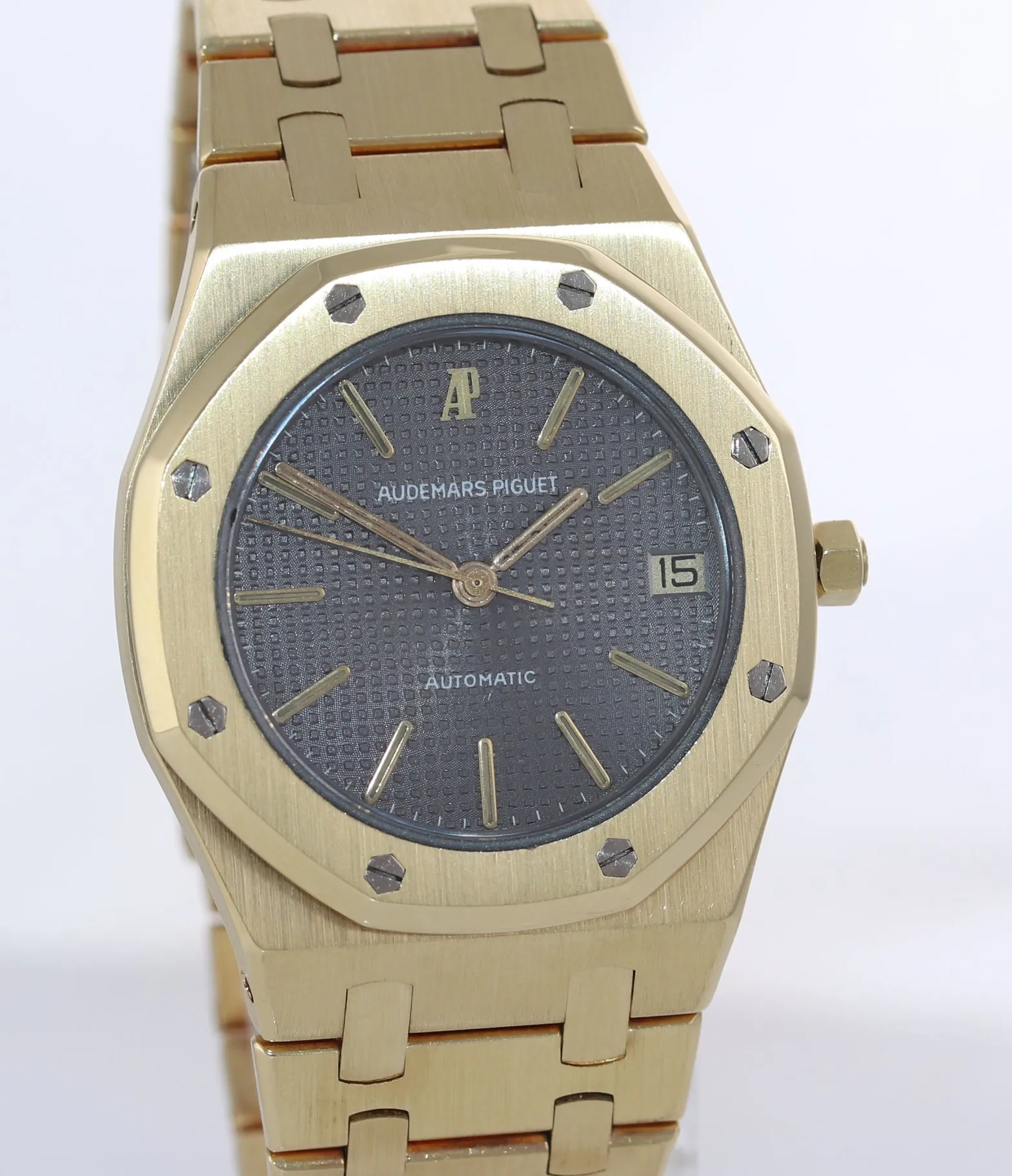 RARE Audemars Piguet Royal Oak 35mm Grey 18K Yellow Gold 4100 Watch