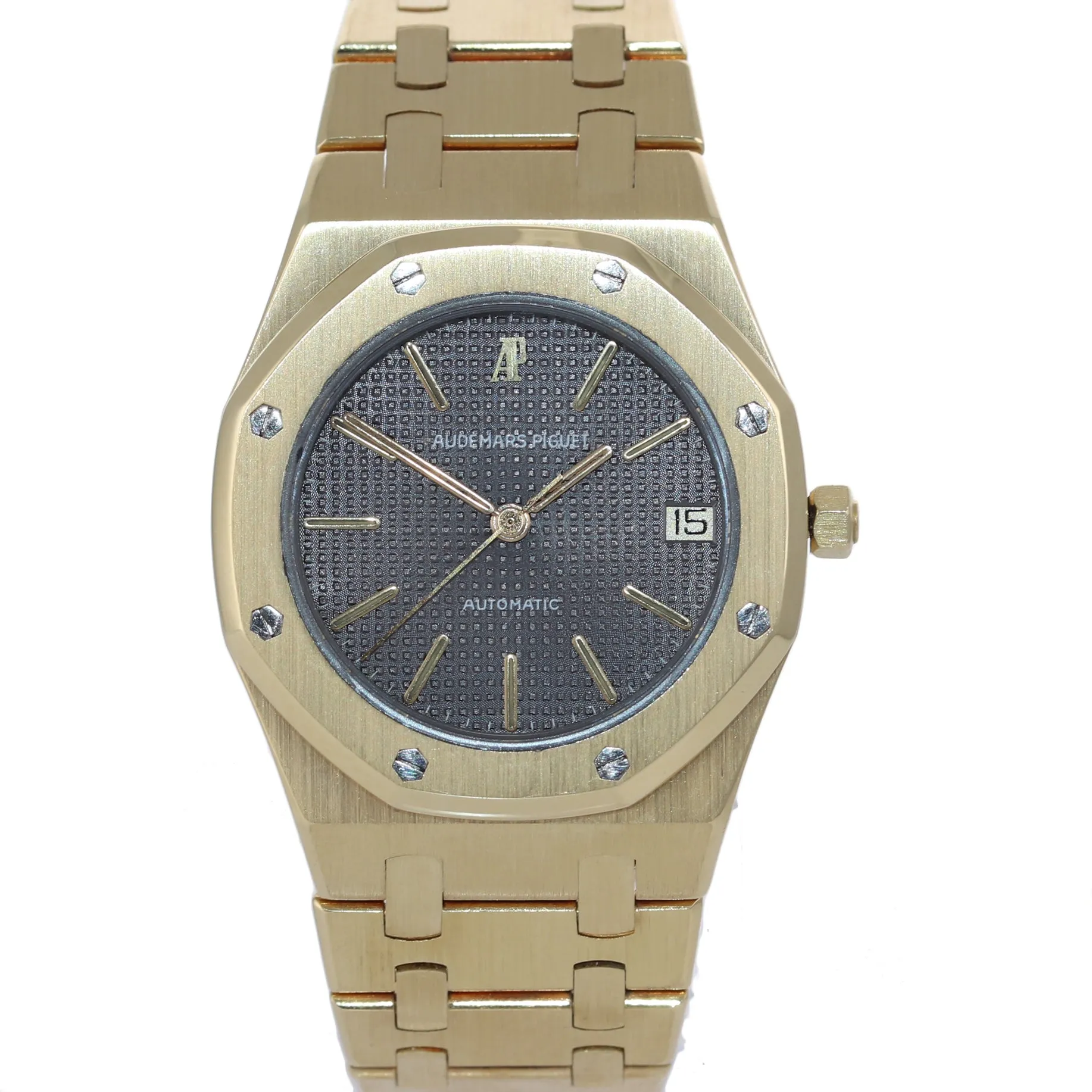 RARE Audemars Piguet Royal Oak 35mm Grey 18K Yellow Gold 4100 Watch