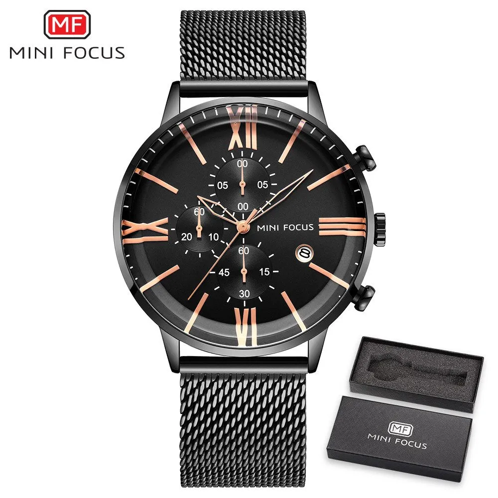 Relogio Masculino MINI FOCUS Sport Quartz Watches Mens Analog Date Waterproof Fashion Stainless Steel Military Business Watch
