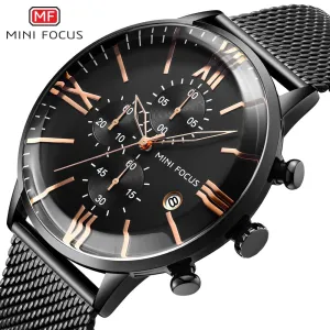 Relogio Masculino MINI FOCUS Sport Quartz Watches Mens Analog Date Waterproof Fashion Stainless Steel Military Business Watch