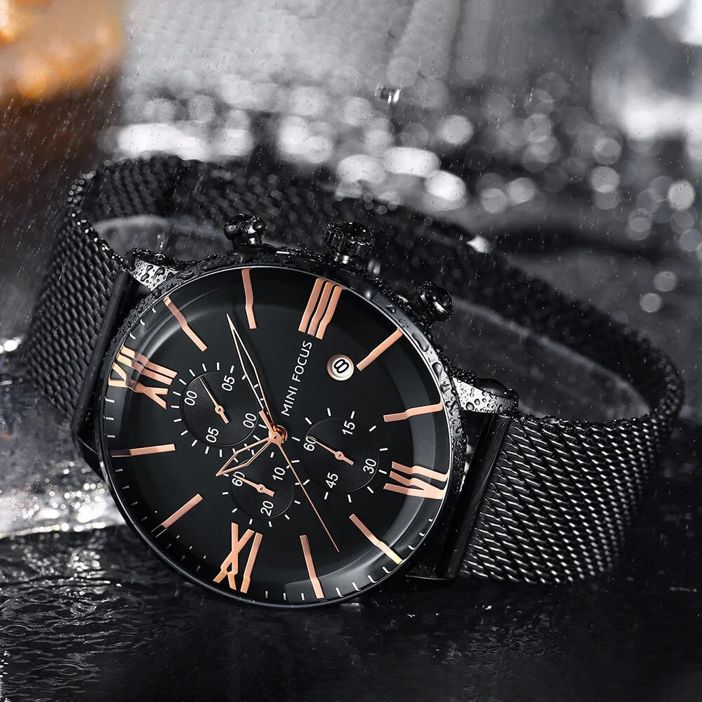 Relogio Masculino MINI FOCUS Sport Quartz Watches Mens Analog Date Waterproof Fashion Stainless Steel Military Business Watch