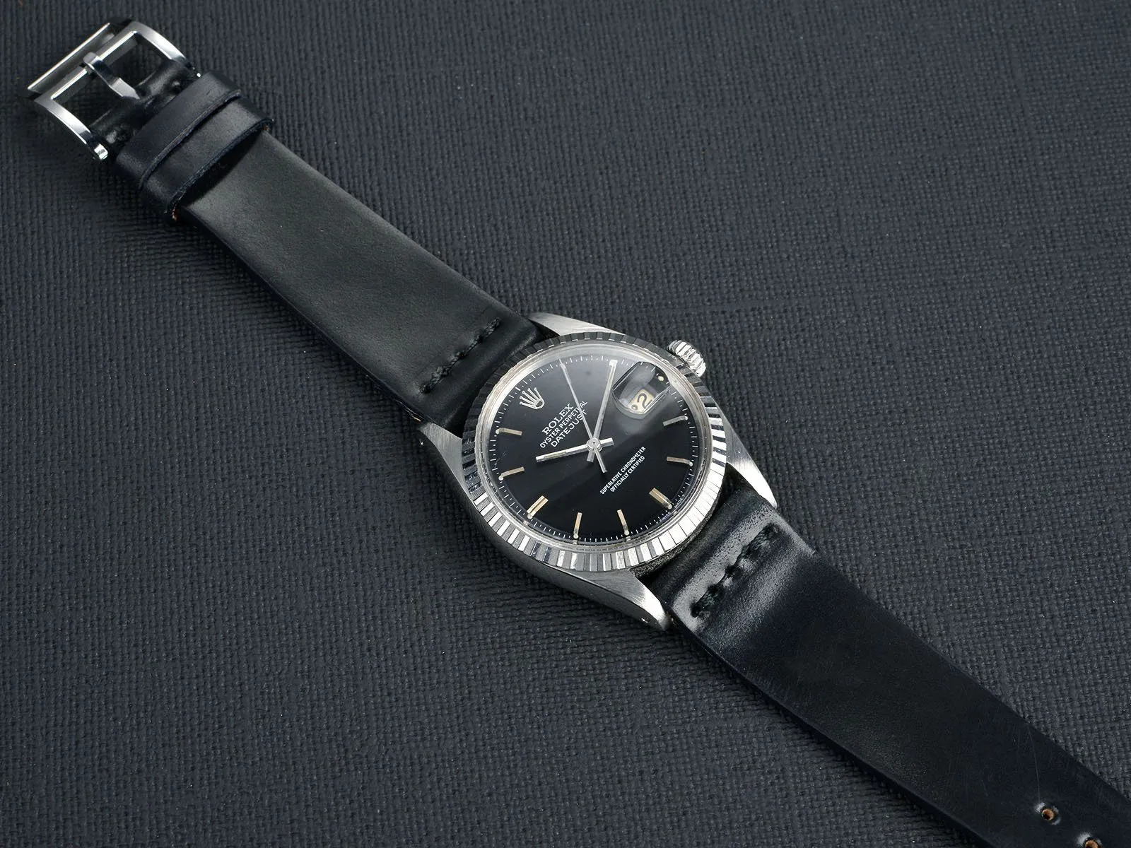 ROLEX 1603 DATEJUST BLACK TRITIUM DIAL