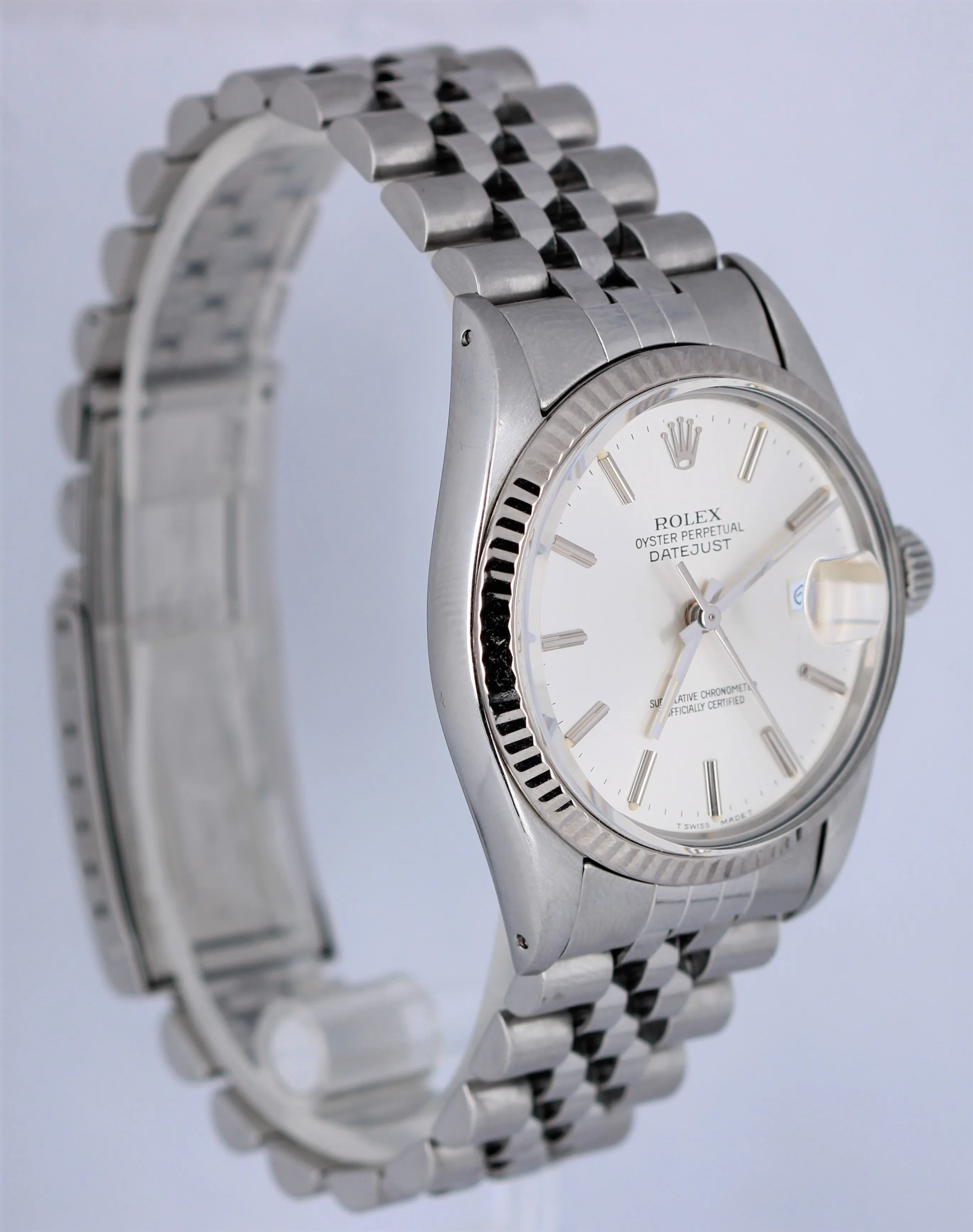 Rolex DateJust Silver Dial Fluted Jubilee Stainless Steel 36mm 16014 Watch