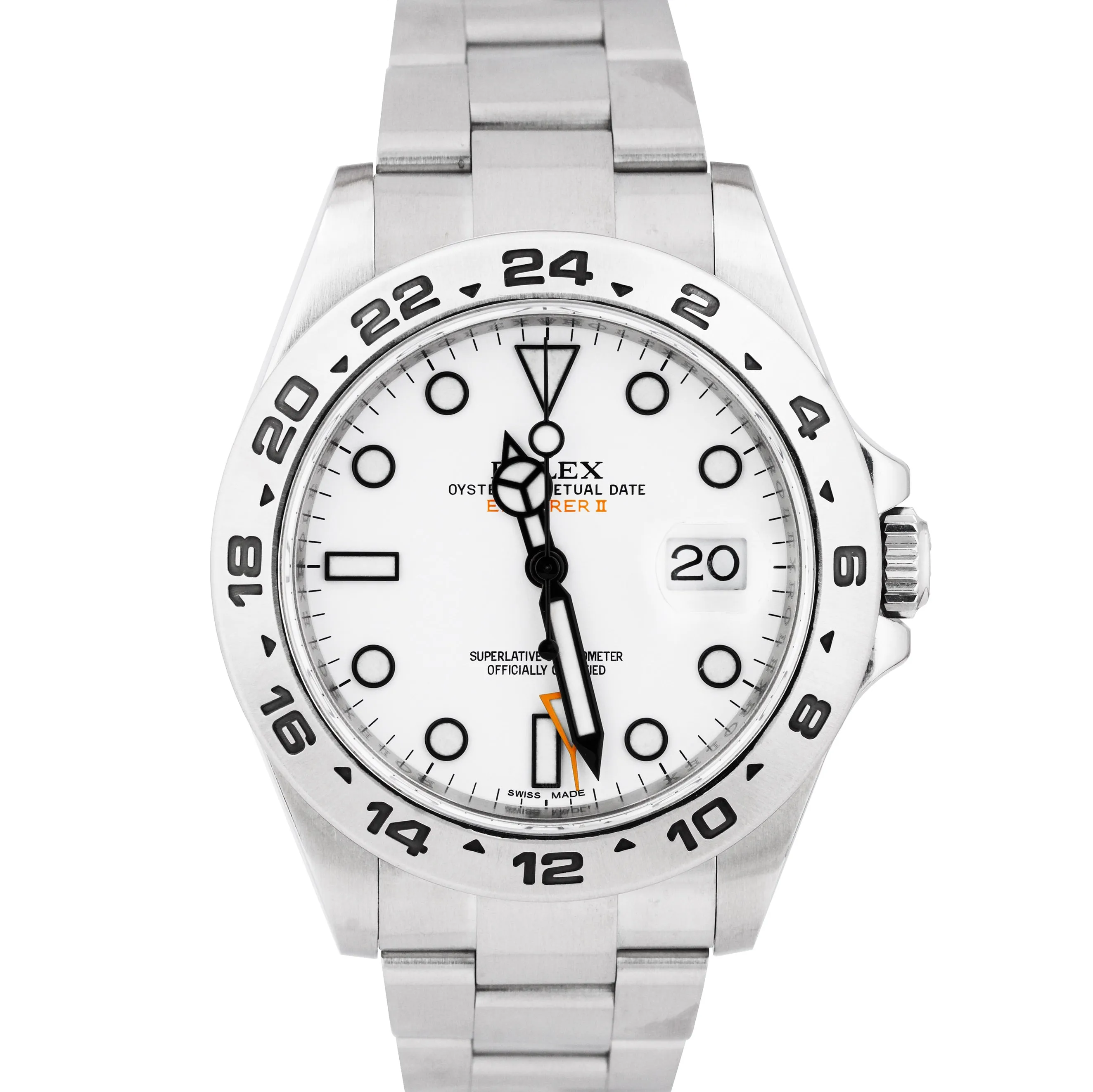 Rolex Explorer II Polar White Orange Stainless Steel 42mm GMT Date Watch 216570