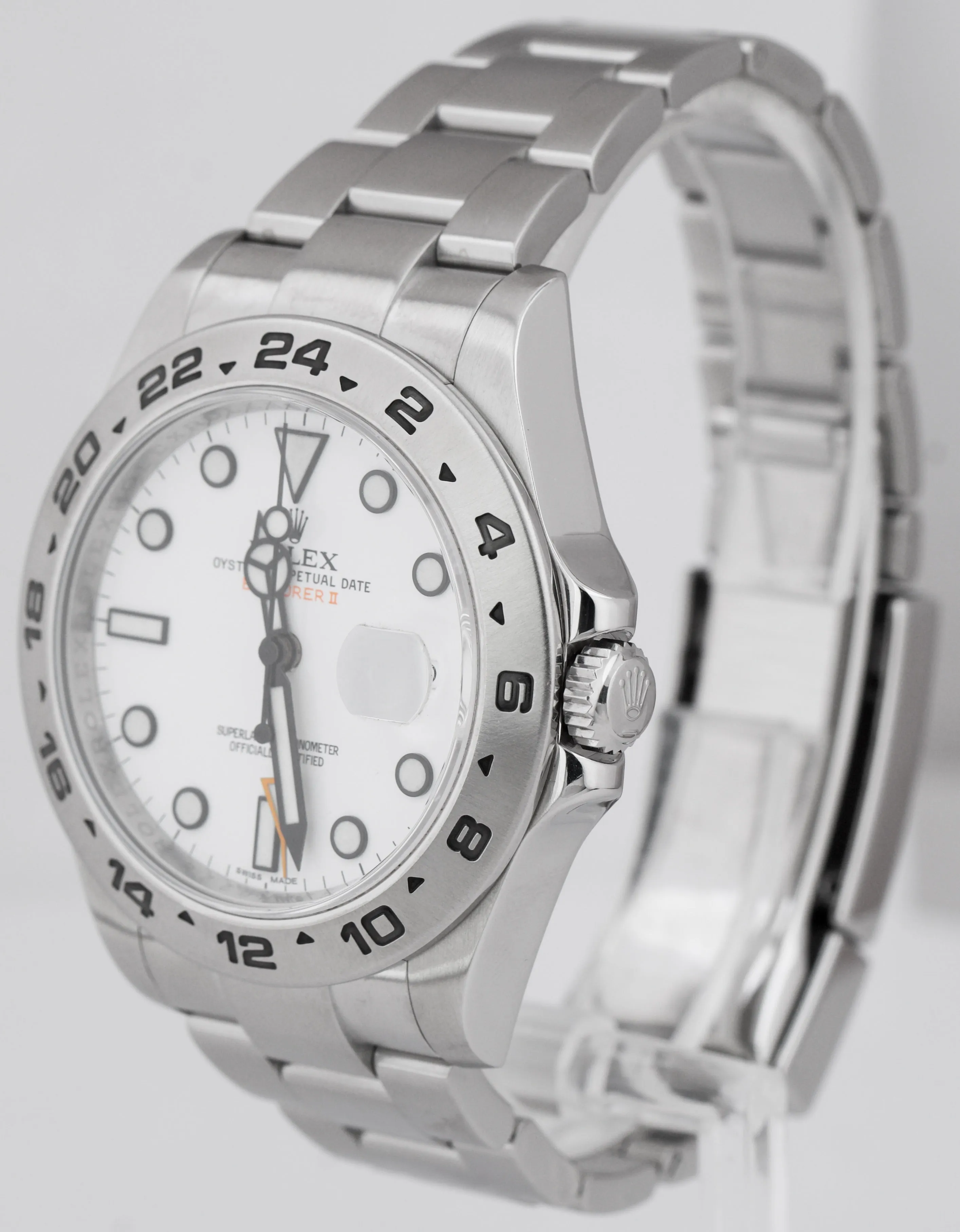 Rolex Explorer II Polar White Orange Stainless Steel 42mm GMT Date Watch 216570