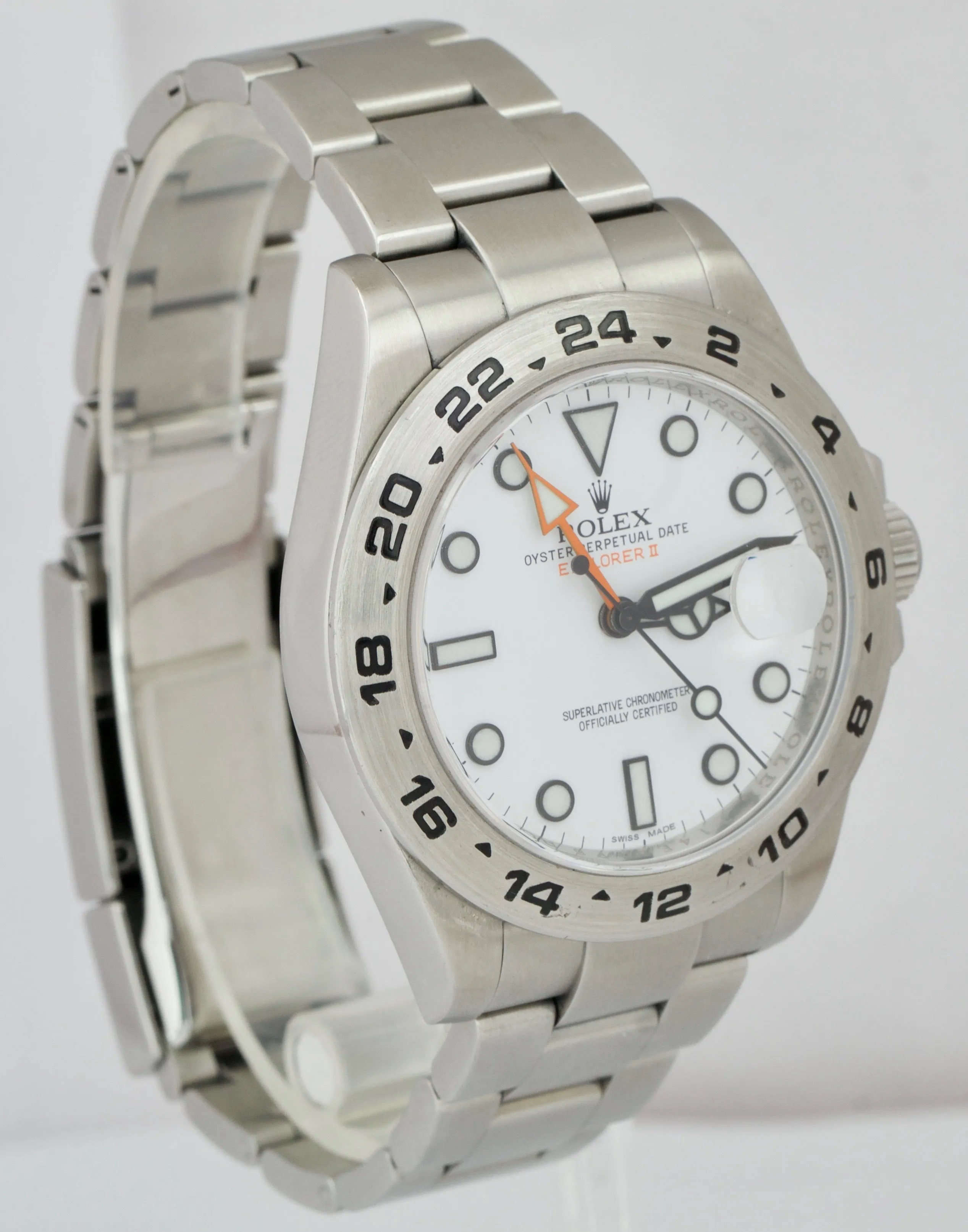 Rolex Explorer II White Orange Stainless Steel 42mm GMT Date Watch 216570 B P