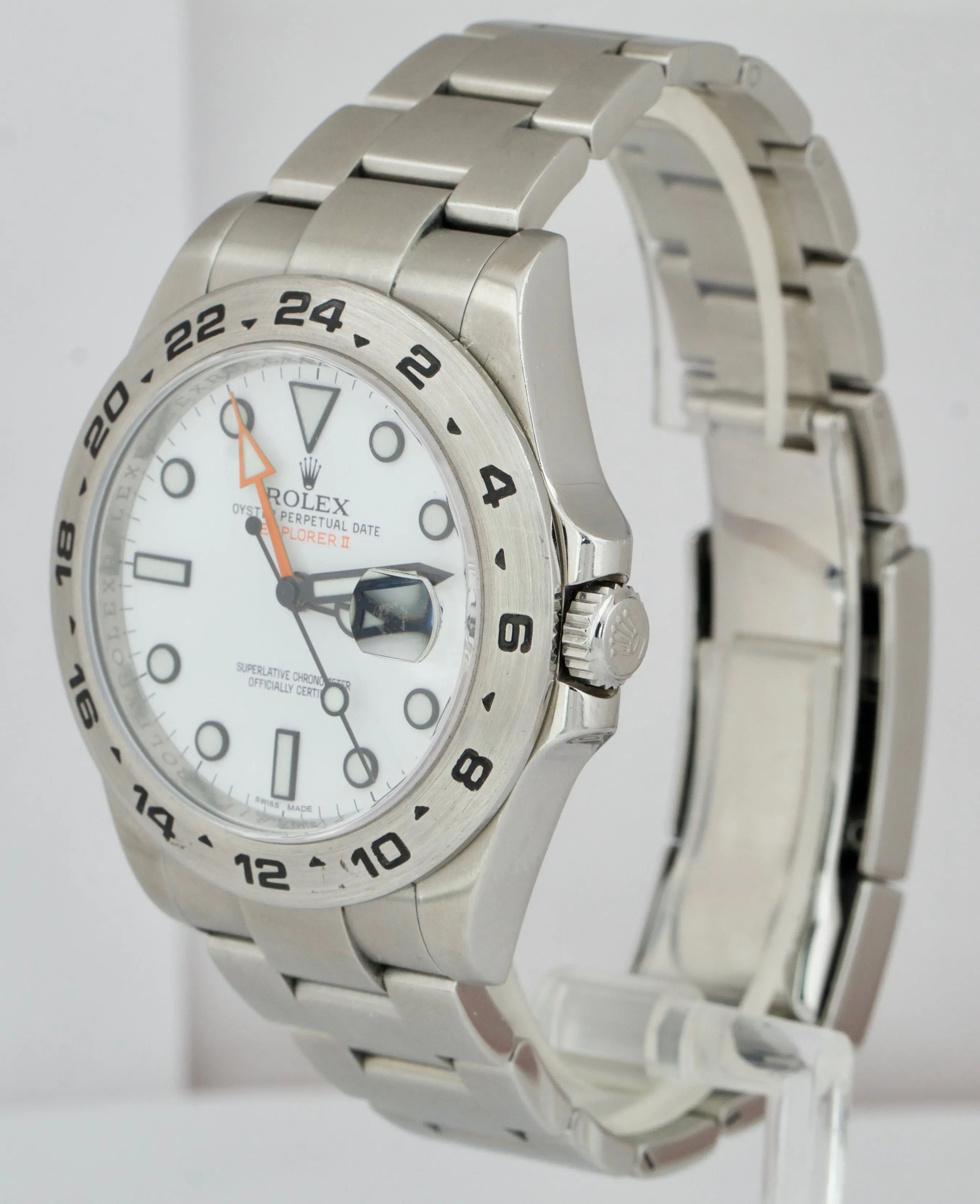 Rolex Explorer II White Orange Stainless Steel 42mm GMT Date Watch 216570 B P