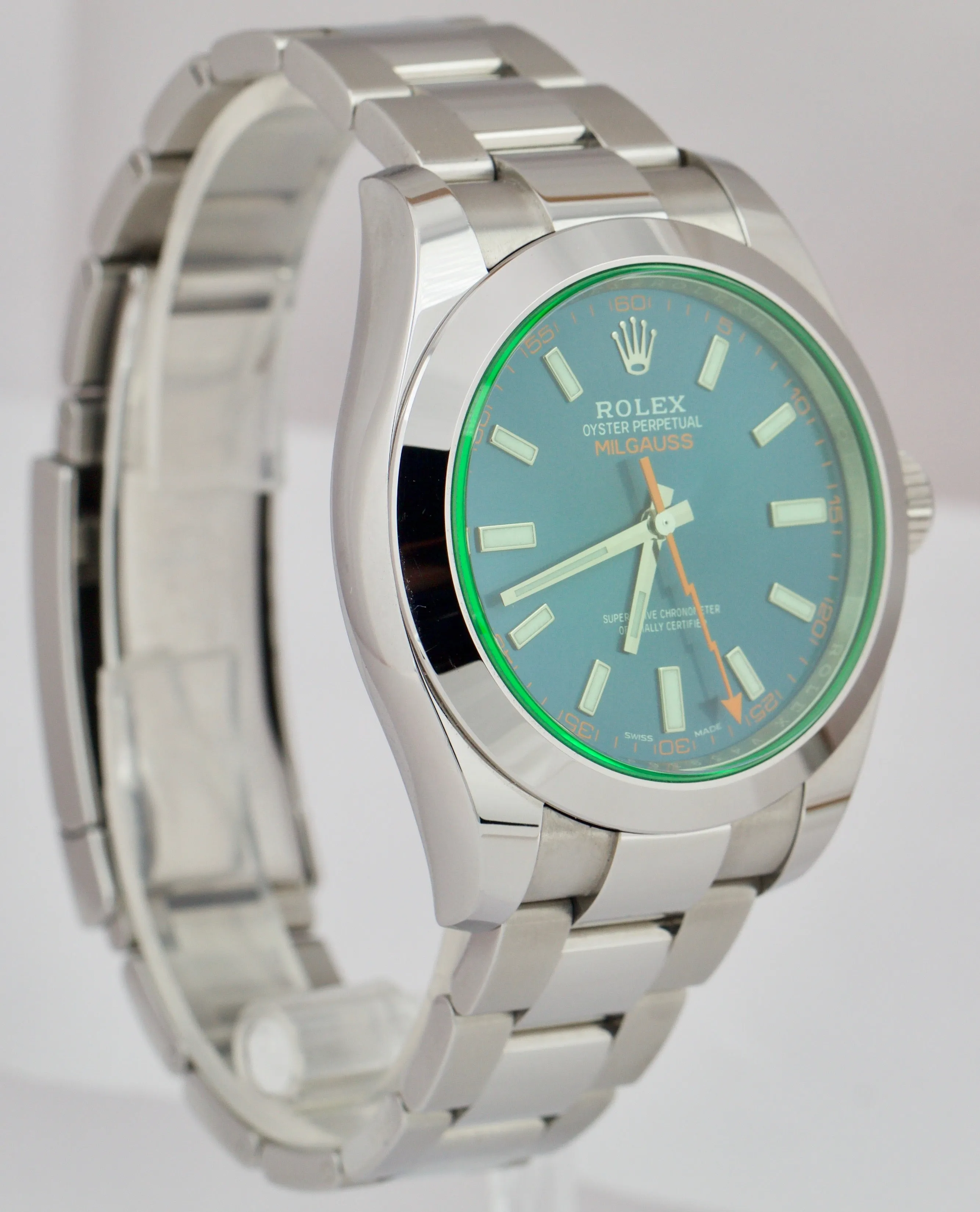 Rolex Milgauss Z-Blue Green 40mm 116400 GV 40mm Stainless Steel Watch B P