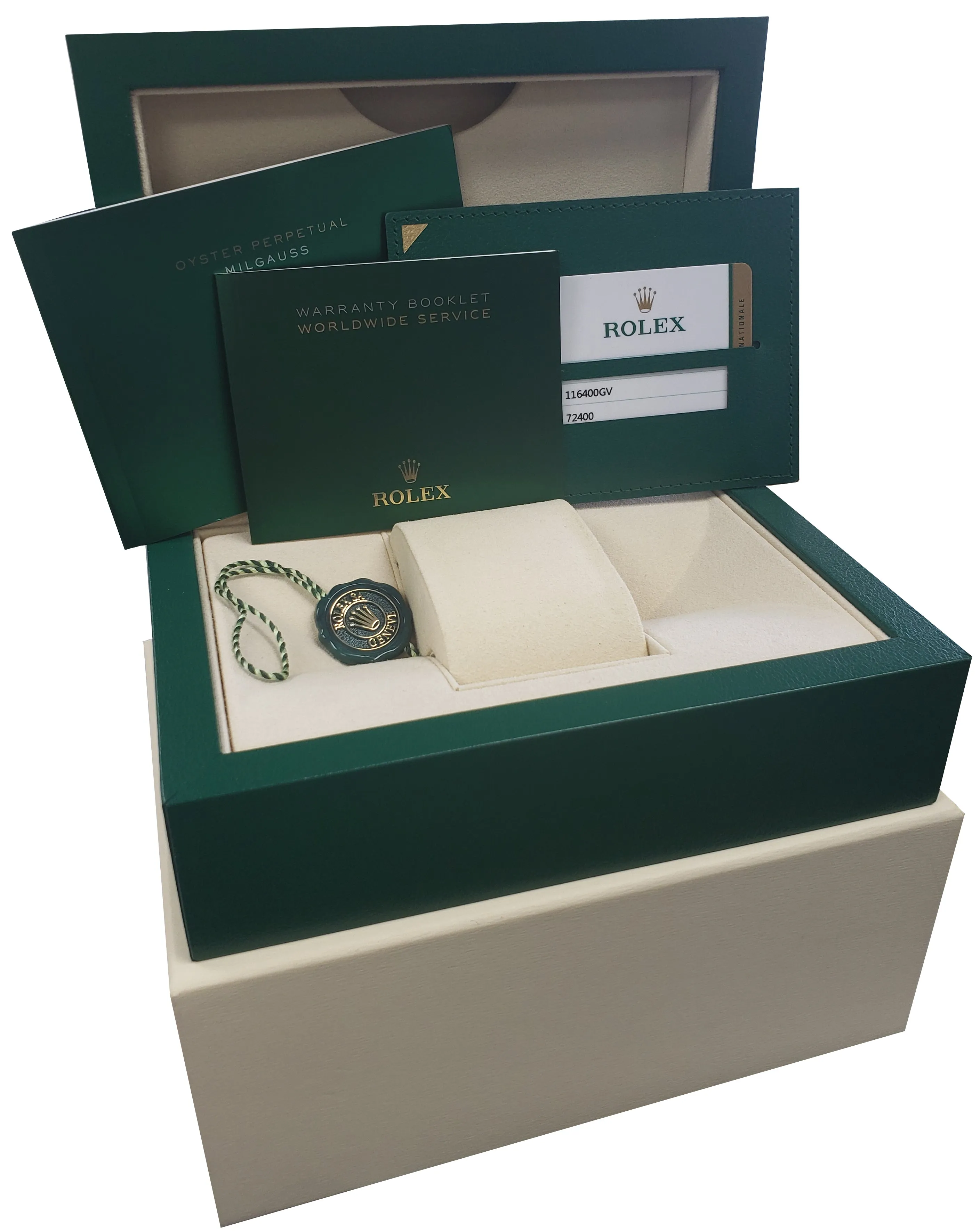 Rolex Milgauss Z-Blue Green 40mm 116400 GV 40mm Stainless Steel Watch B P