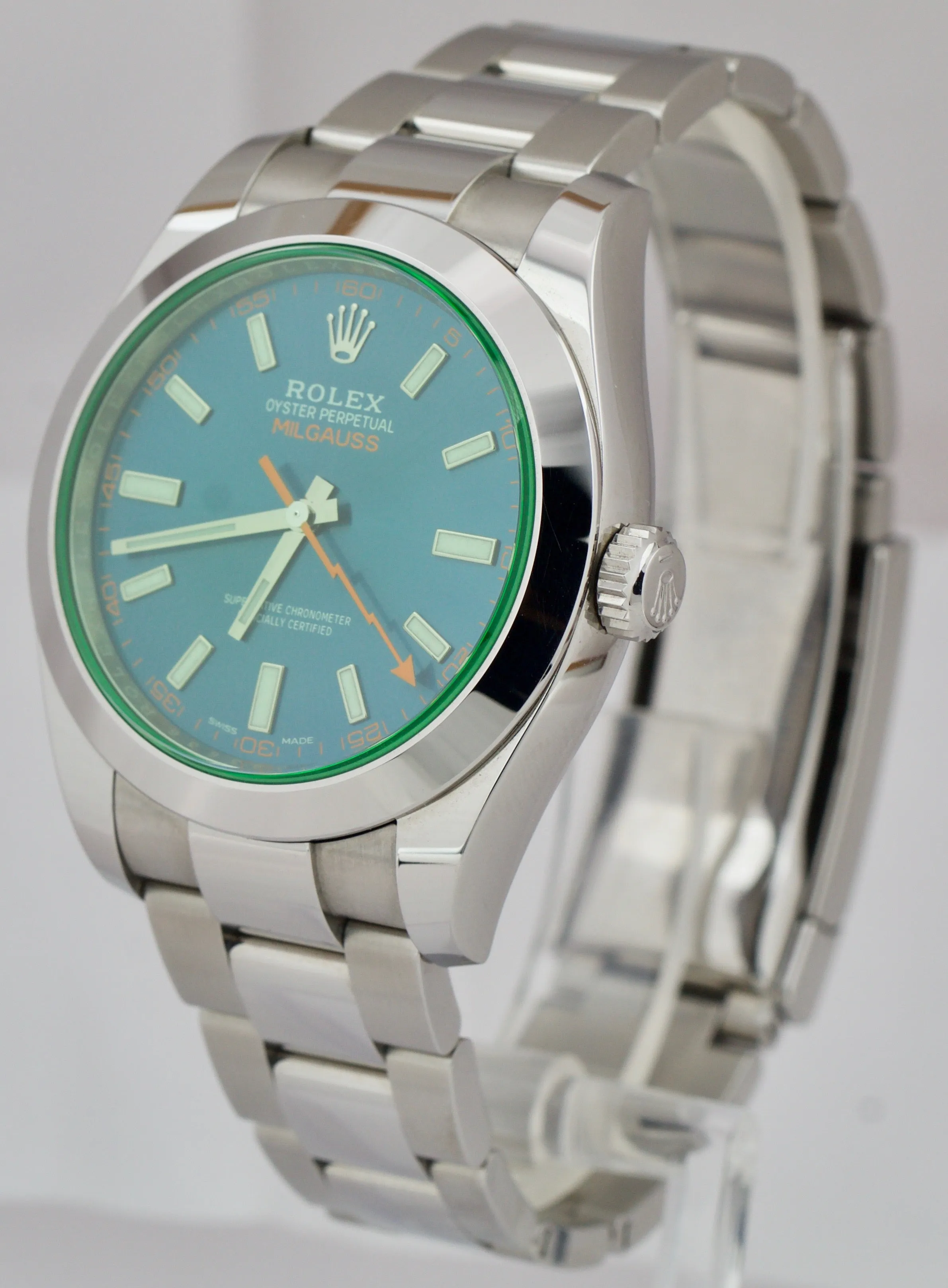 Rolex Milgauss Z-Blue Green 40mm 116400 GV 40mm Stainless Steel Watch B P