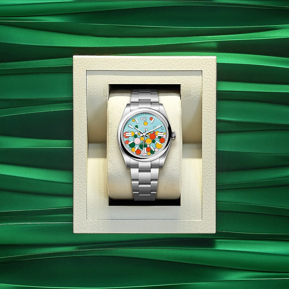 Rolex Oyster Perpetual 31, Turquoise blue, Celebration motif, Oystersteel, 31mm,  Ref# 277200-0010