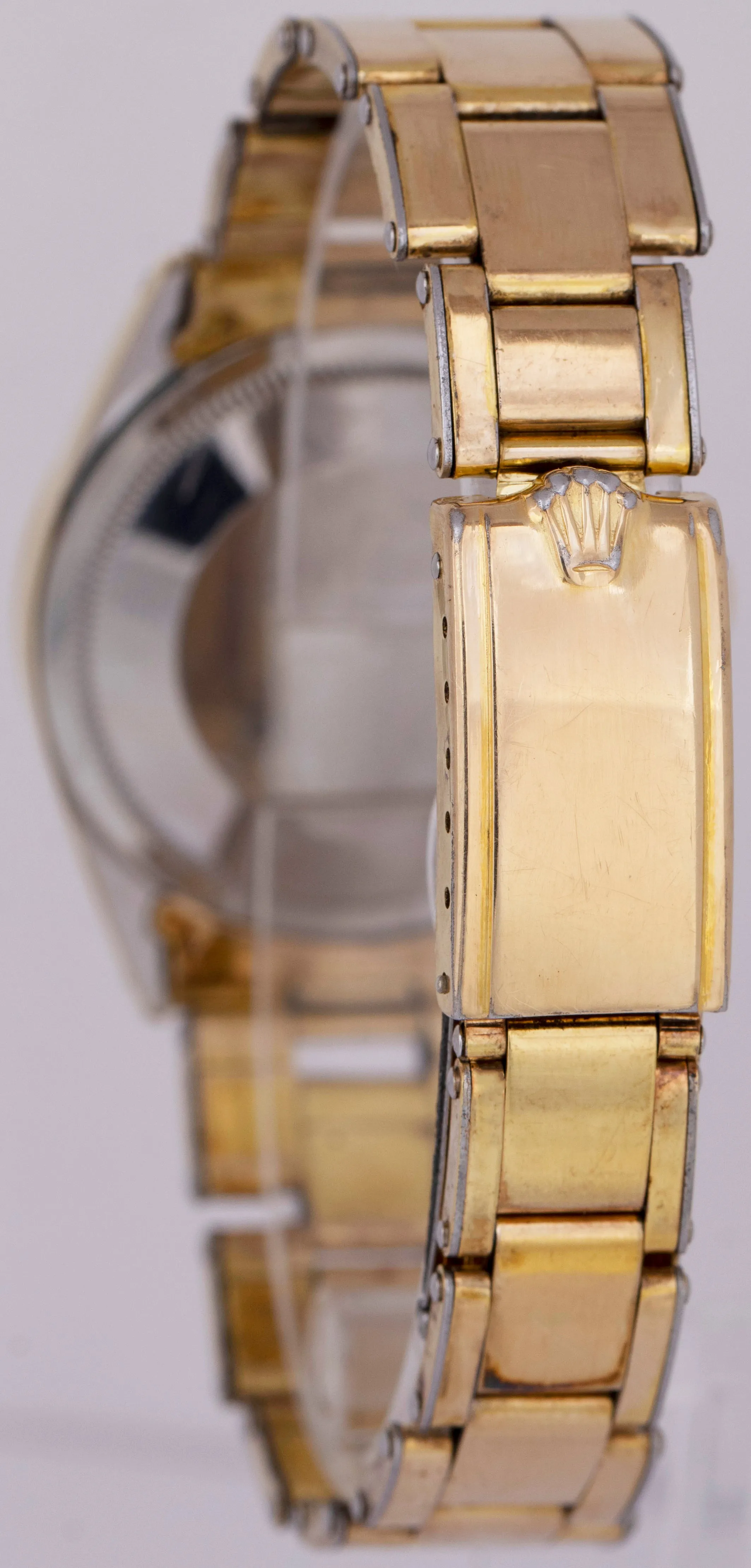 Rolex Oyster Perpetual 34mm Gold Shell Cap Champagne Automatic Watch 1024