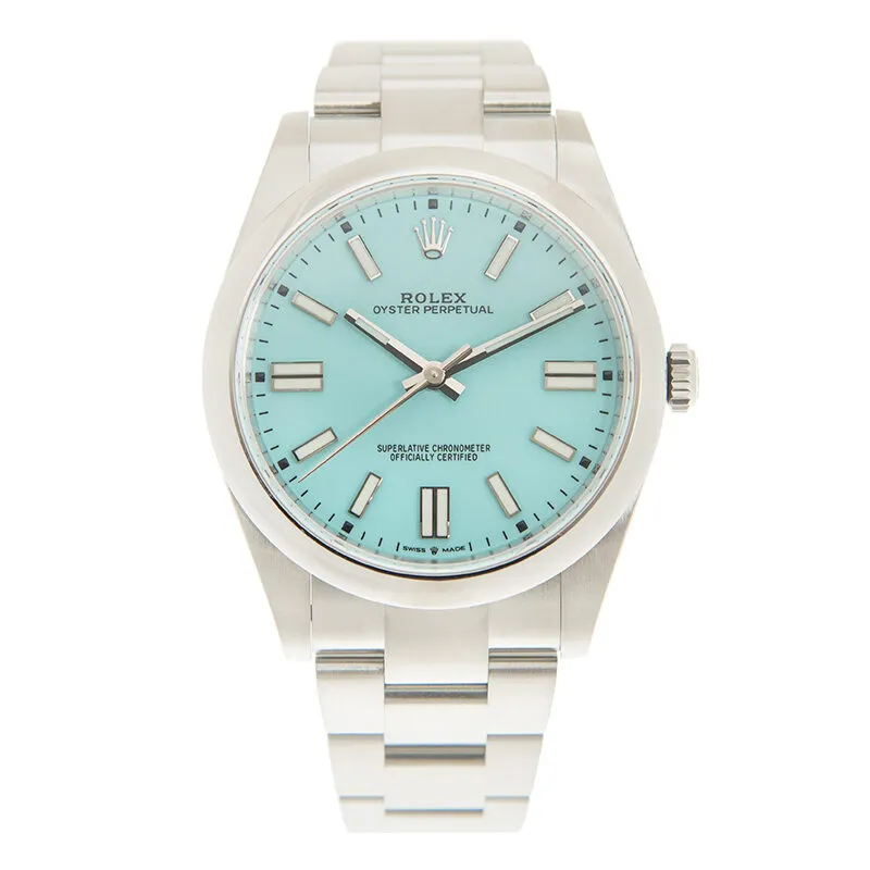 Rolex Oyster Perpetual 41 Automatic Turquoise Blue Dial Men's Watch 124300TQBLSO