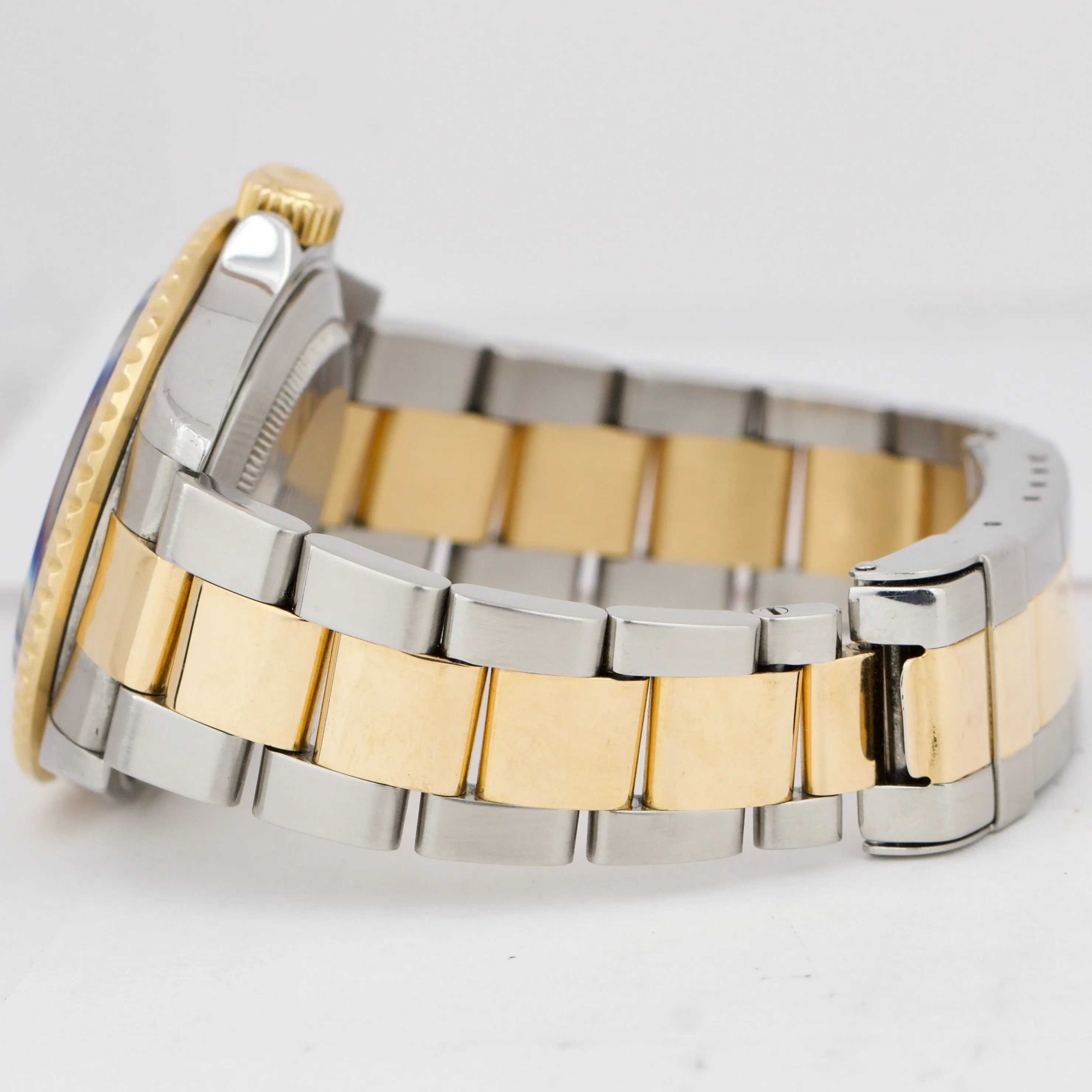 Rolex Submariner 18K Two-Tone Yellow Gold Blue NO-HOLES 40mm Steel Watch 16613