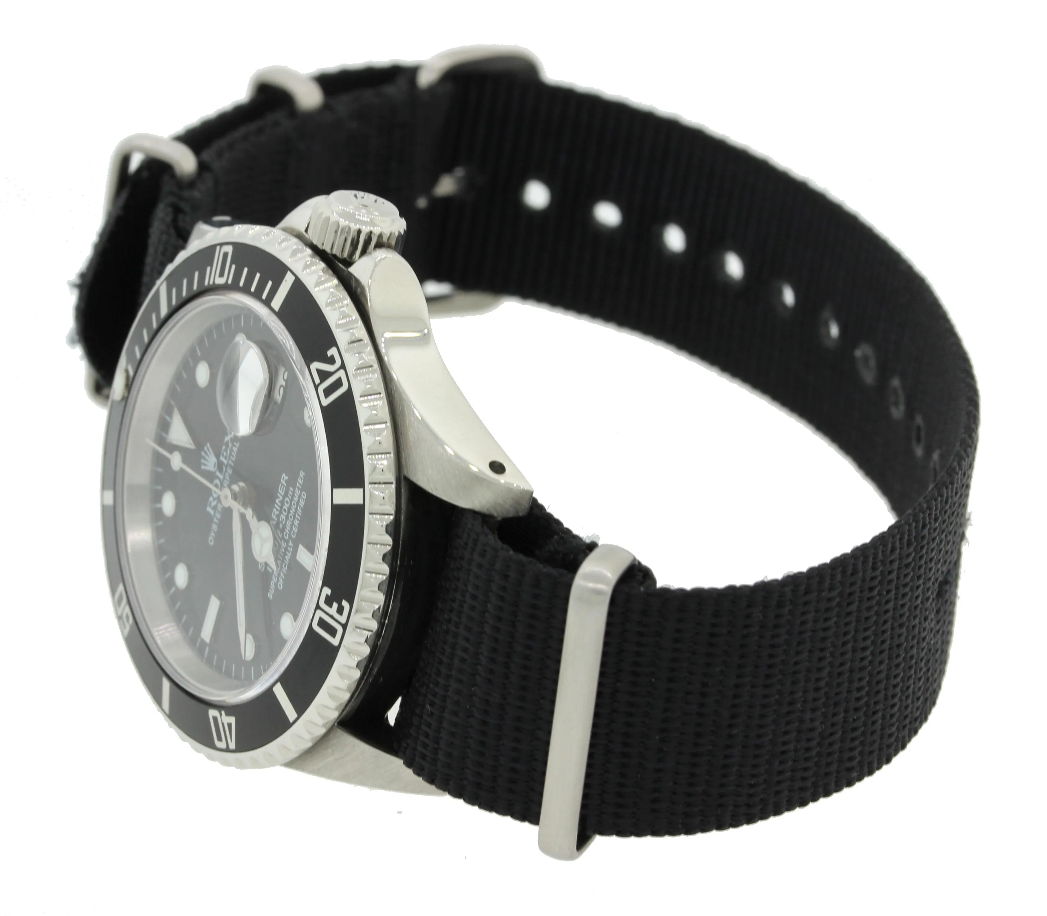 Rolex Submariner Date 16610 Stainless Steel Black TRITIUM NATO 40mm Dive Watch