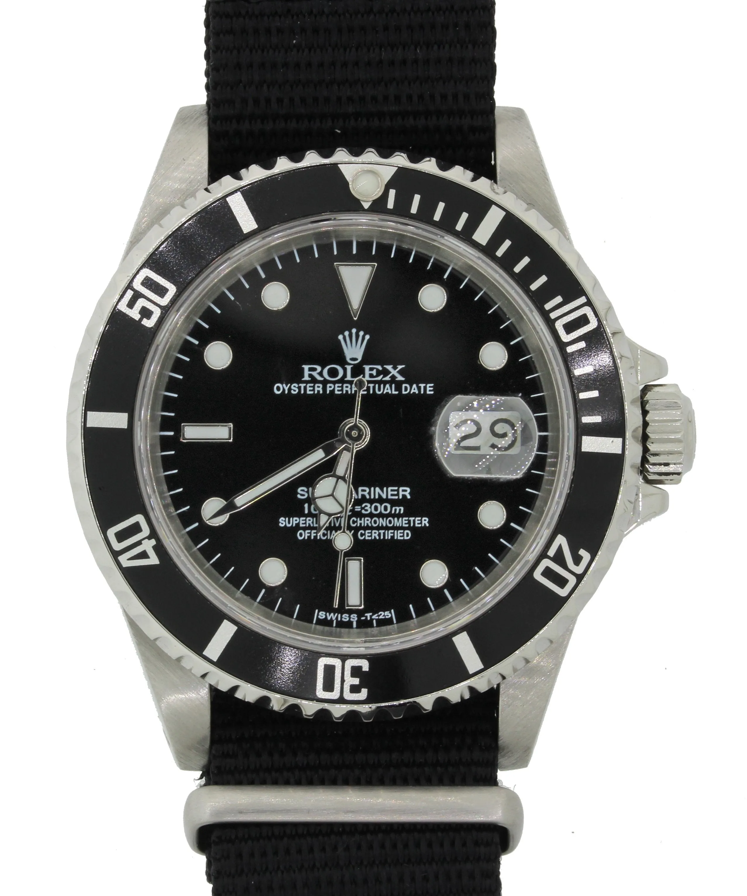 Rolex Submariner Date 16610 Stainless Steel Black TRITIUM NATO 40mm Dive Watch