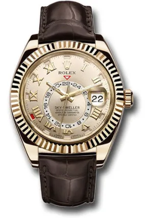 Rolex Yellow Gold Sky-Dweller 42mm Champagne Arabic Dial 326138 ch