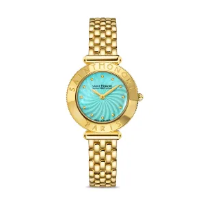 Saint Honore Gala Women's Turquoise MOP Dial Gold Plated Watch