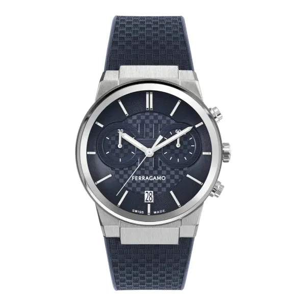 Salvatore Ferragamo Sapphire Blue Silicone Strap Blue Dial Chronograph Quartz Watch for Gents - ME00923