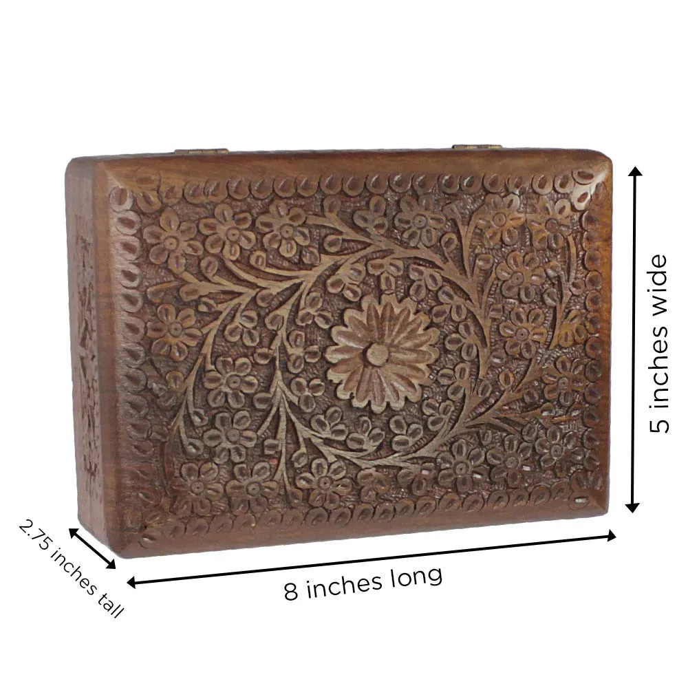 S.B.ARTS Premium Wooden Mini Jewellery Box Floral Design-Trinket Box for Ladies-Jewellery Storage Case-Antique Look-Traditionally Handcrafted-Home Decor Accessories-Ideal Gift for Wome, Girls, Style5