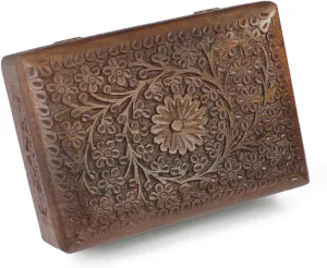 S.B.ARTS Premium Wooden Mini Jewellery Box Floral Design-Trinket Box for Ladies-Jewellery Storage Case-Antique Look-Traditionally Handcrafted-Home Decor Accessories-Ideal Gift for Wome, Girls, Style5