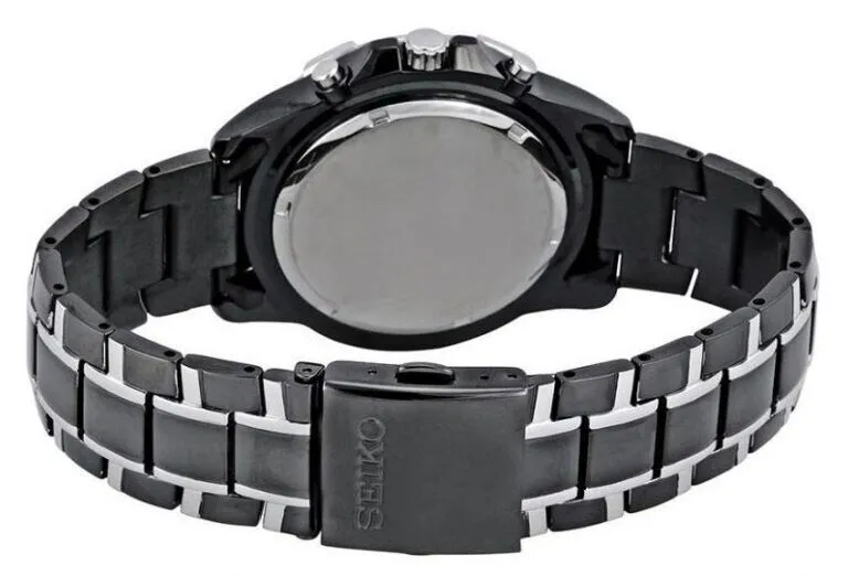 Seiko Essentials SSC143 Black Dial Solar Alarm Chronograph 10 ATM Water Resistant 42.5mm Men's Watch