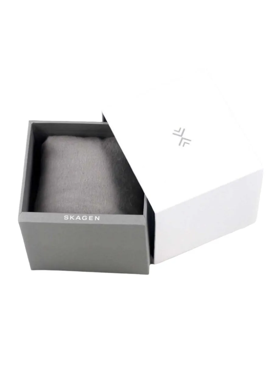 Skagen Karolina Ladies White Dial Silver Case Pink Leather Strap Watch