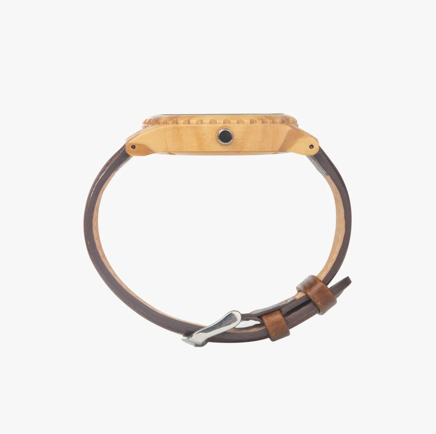 Skull Italian Olive Lumber Wooden Watch - Leather Strap