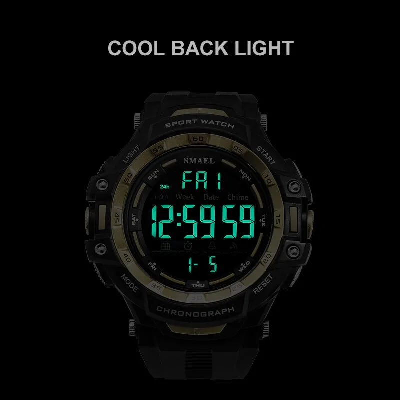 SMAEL Brand Mens Sports Watches Men Military Multifunction Electronic Watche Dive 50m LED Men Fashion Wristwatches Relojes Clock