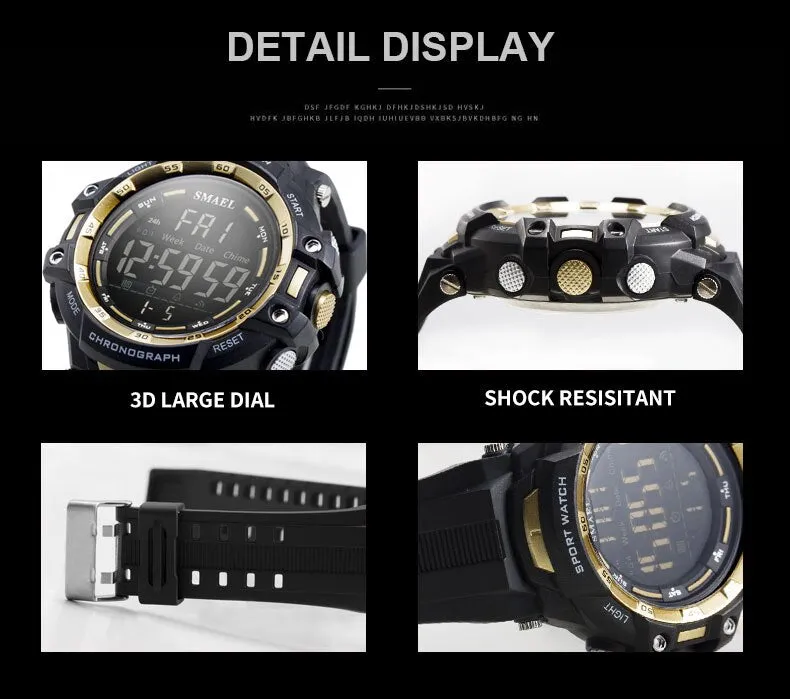 SMAEL Brand Mens Sports Watches Men Military Multifunction Electronic Watche Dive 50m LED Men Fashion Wristwatches Relojes Clock
