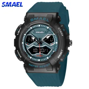 SMAEL Creative Fashion for Men Sport Watches Youth Quartz Analog Wristwatches LED Digital Waterproof Student Multifunction Clock