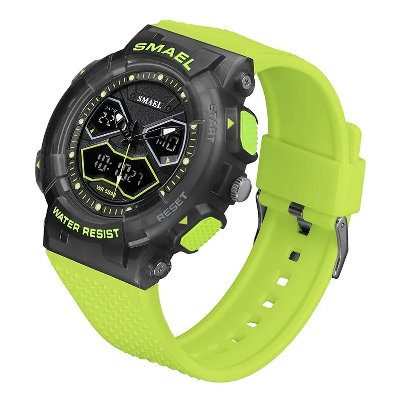 SMAEL Creative Fashion for Men Sport Watches Youth Quartz Analog Wristwatches LED Digital Waterproof Student Multifunction Clock