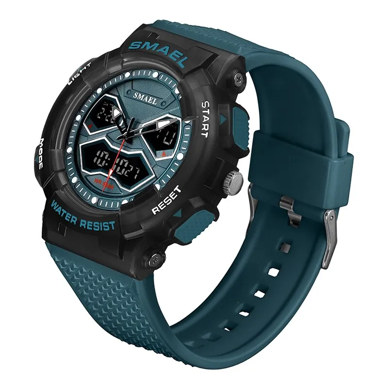 SMAEL Creative Fashion for Men Sport Watches Youth Quartz Analog Wristwatches LED Digital Waterproof Student Multifunction Clock