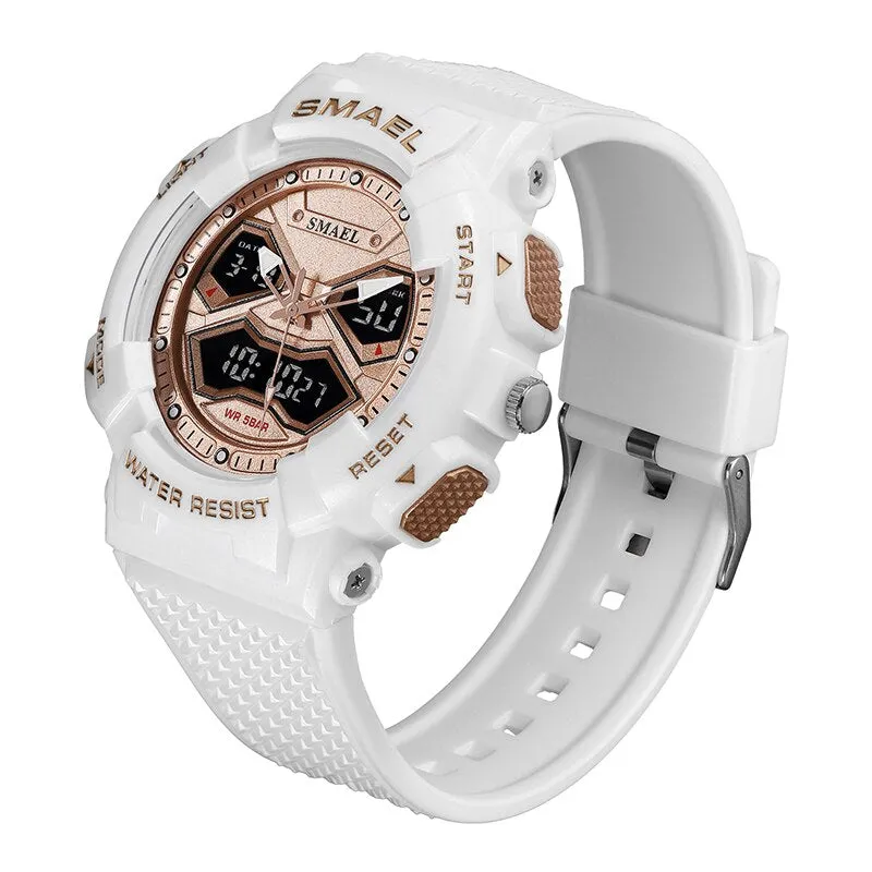 SMAEL Creative Fashion for Men Sport Watches Youth Quartz Analog Wristwatches LED Digital Waterproof Student Multifunction Clock