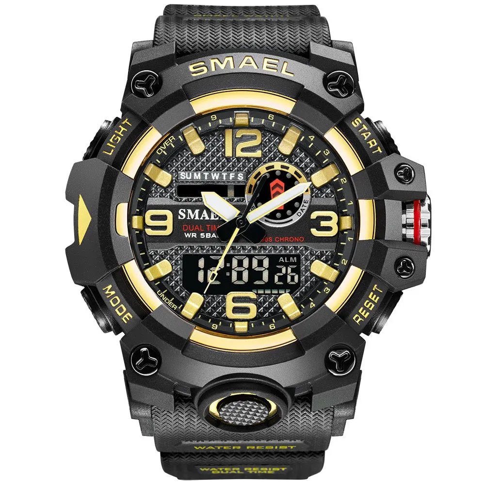 SMAEL Mens Sports Watches Waterproof Military LED Digital Quartz Watch Men Electronic Wristwatch Fashion Student Alarm Stopwatch