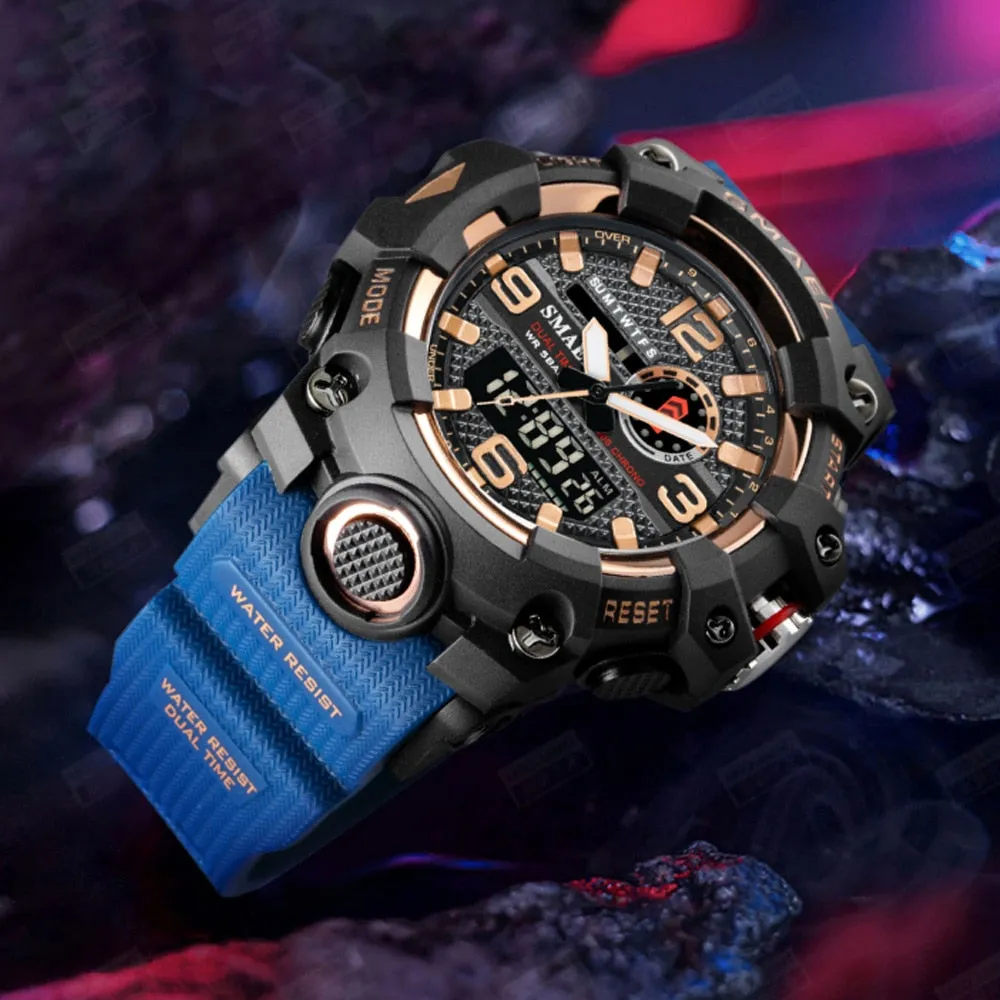 SMAEL Mens Sports Watches Waterproof Military LED Digital Quartz Watch Men Electronic Wristwatch Fashion Student Alarm Stopwatch