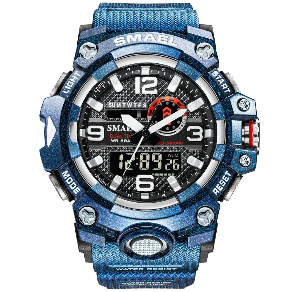 SMAEL Mens Sports Watches Waterproof Military LED Digital Quartz Watch Men Electronic Wristwatch Fashion Student Alarm Stopwatch