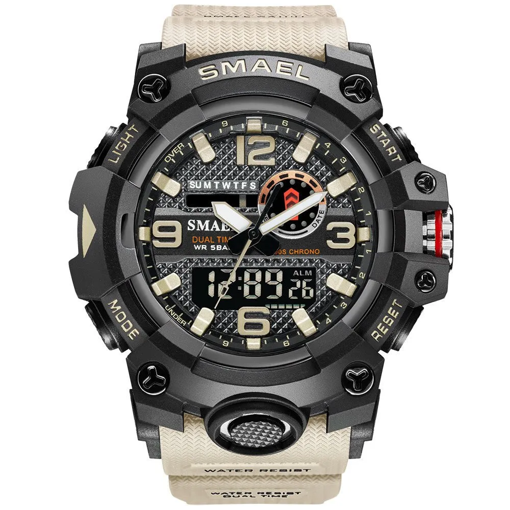SMAEL Mens Sports Watches Waterproof Military LED Digital Quartz Watch Men Electronic Wristwatch Fashion Student Alarm Stopwatch