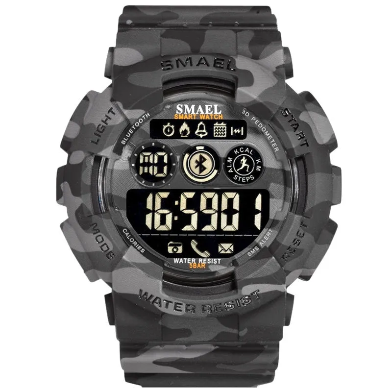 SMAEL Sport Watches Mens Digital WristWatches Male Chronograph Military Army Camouflage Wrist Watch LED Display Watches For Men