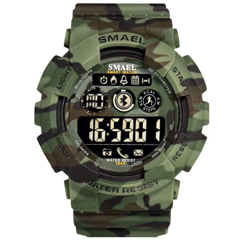 SMAEL Sport Watches Mens Digital WristWatches Male Chronograph Military Army Camouflage Wrist Watch LED Display Watches For Men