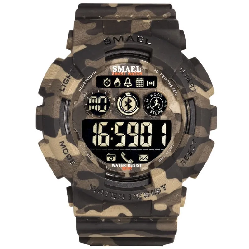 SMAEL Sport Watches Mens Digital WristWatches Male Chronograph Military Army Camouflage Wrist Watch LED Display Watches For Men