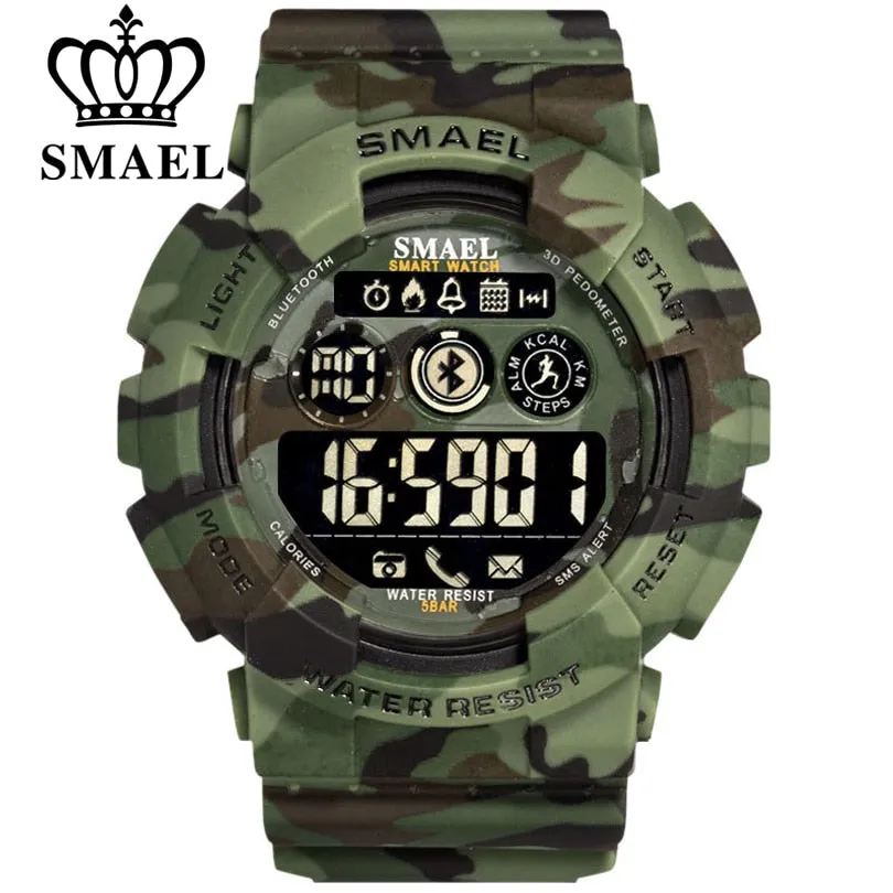 SMAEL Sport Watches Mens Digital WristWatches Male Chronograph Military Army Camouflage Wrist Watch LED Display Watches For Men